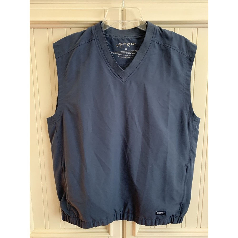 Life Is Good Golf Mens Sleeveless Vest Blue Outerwear Size Medium